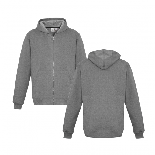 Kids Grey Marle Zippered Jacket with Hood Front & Back