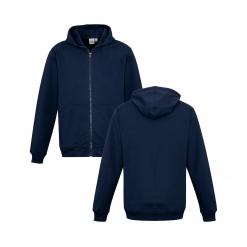 Kids Navy Zippered Jacket with Hood Front & Back
