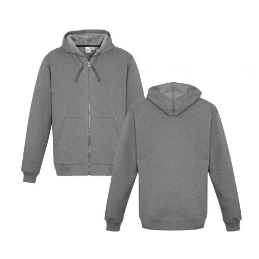 Grey Marle Zippered Jacket with Hood Front & Back