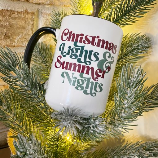 Christmas Lights & Summer Nights Mug by Rebecca Jane Singh Designs