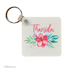 Hibiscus Personalised Keyring