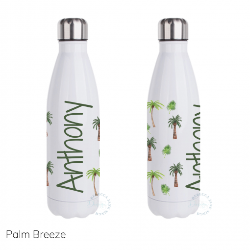 Personalised 500ml Double Walled Stainless Steel Drink Bottle Palm Breeze