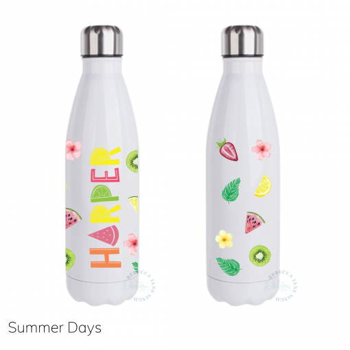 Personalised 500ml Double Walled Stainless Steel Drink Bottle Summer Days